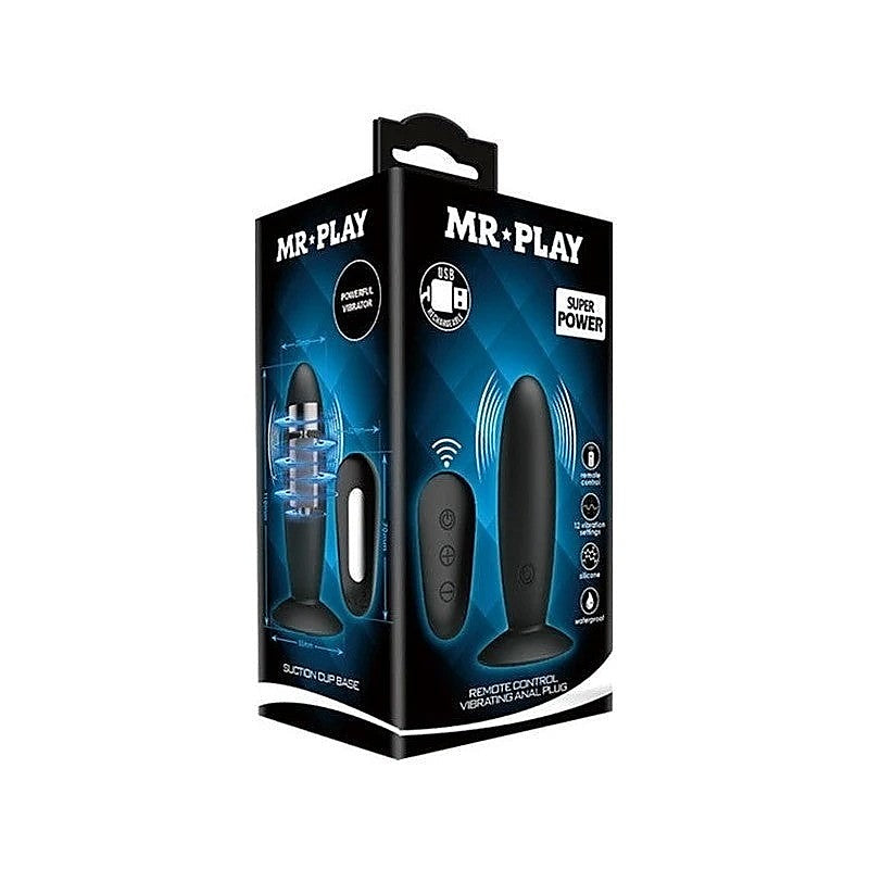 Mr Play Remote Control Vibrating Anal Plug Black - Butt Plugs