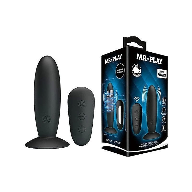 Mr Play Remote Control Vibrating Anal Plug Black - Butt Plugs