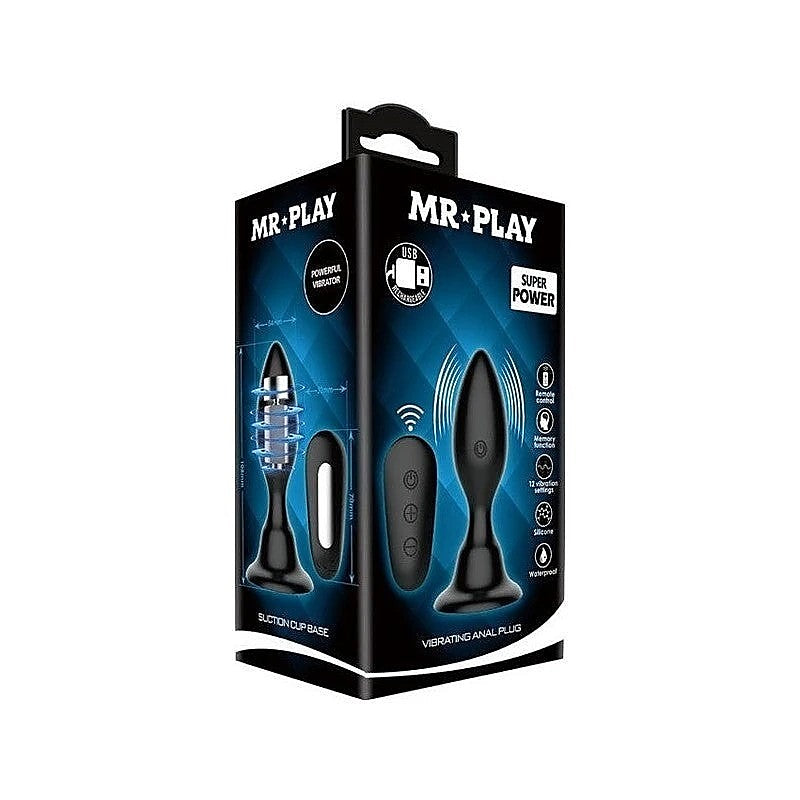 Mr Play High Quality Remote Control Vibrating Anal Plug Black - Butt Plugs