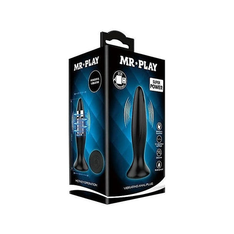Mr Play 12 Function Vibrating Anal Plug Black - Butt Plugs