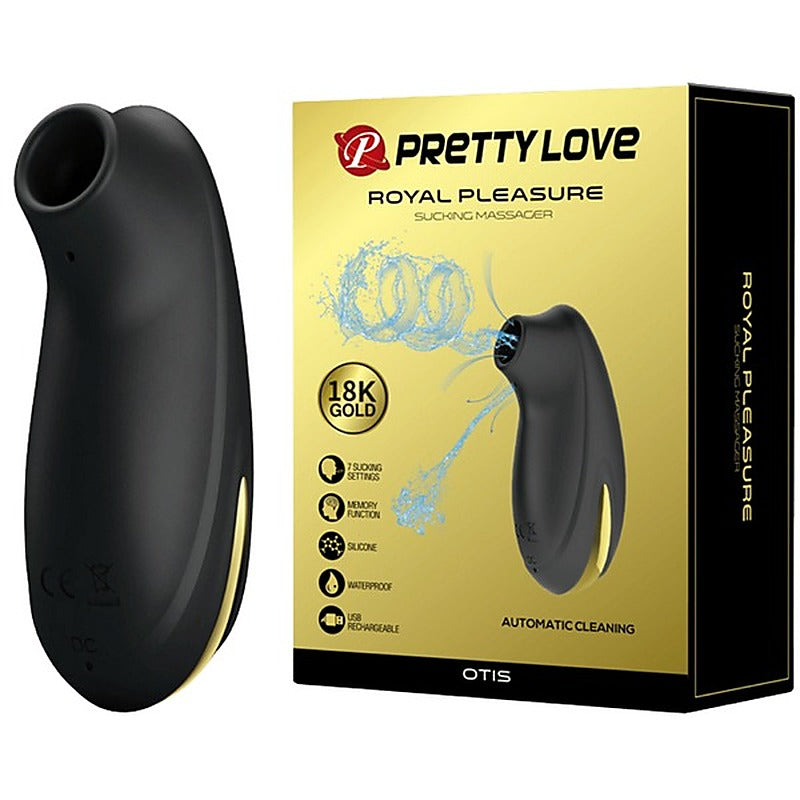Pretty Love Otis Royal Pleasure Suction Based Clitoral Massager Black / Gold - Clit Ticklers and Pulsators