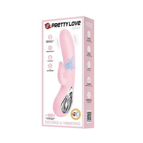 Pretty Love Nicola Silicone 24 Function Clit Suction Rabbit Vibrator - Rabbit Vibrators