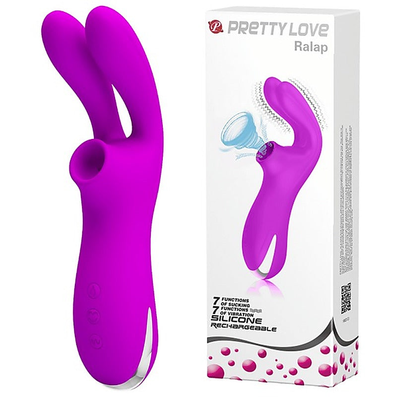 Pretty Love Ralap Rechargeable Suction Based Adult Massager Purple - Clit Ticklers and Pulsators