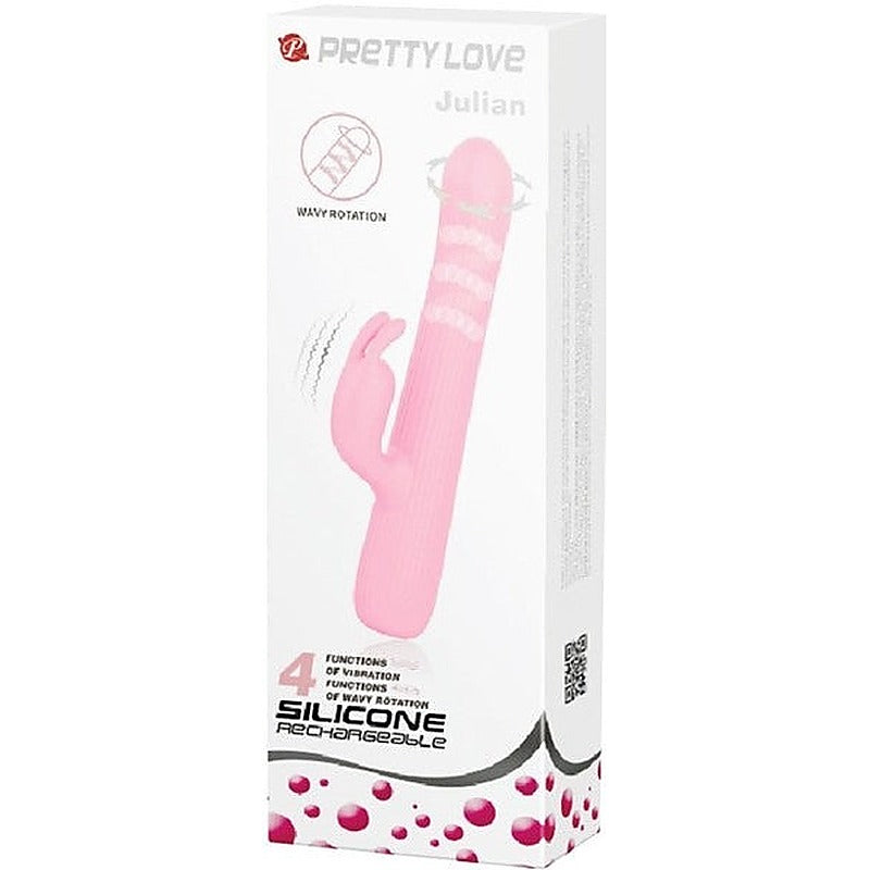 Pretty Love Rechargeable Julian Silicone Rabbit Vibrator Pink - Rabbit Vibrators