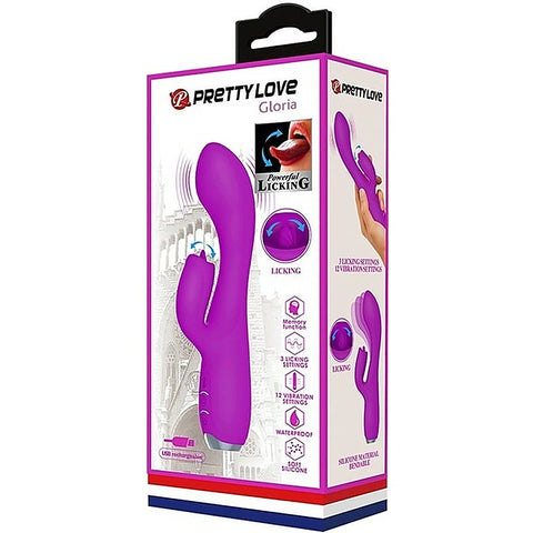 Pretty Love Rechargeable Gloria Silicone Rabbit Vibrator Purple - Rabbit Vibrators
