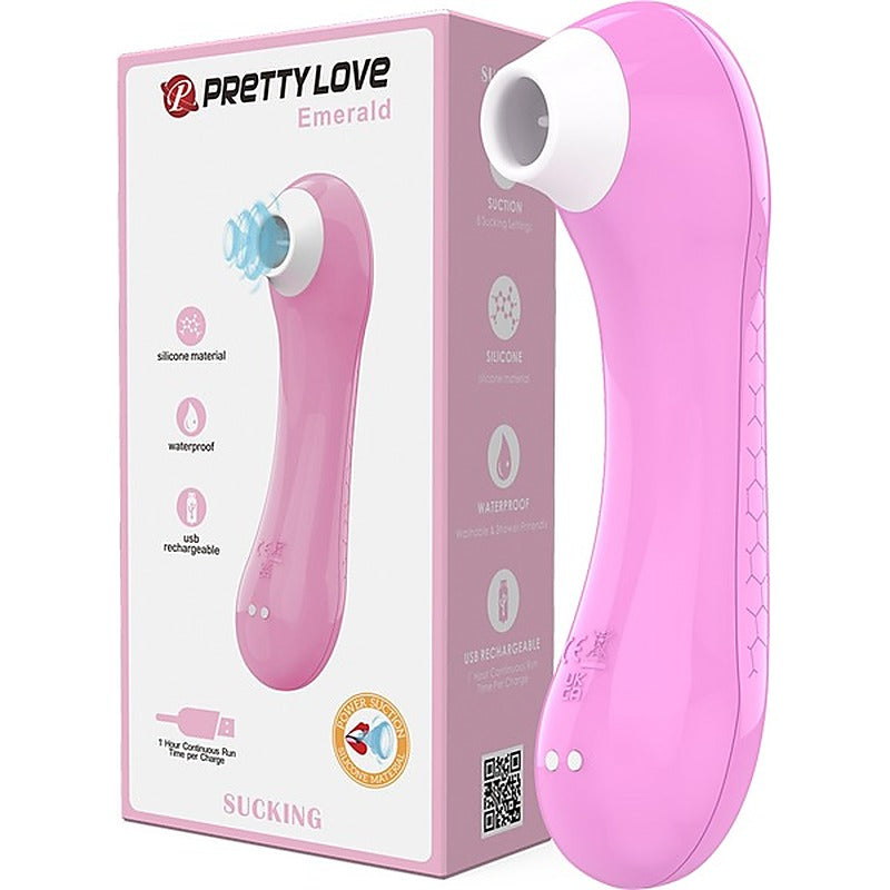 Pretty Love Rechargeable Sucking Emerald Clitoral Massager Light Pink - Clit Ticklers and Pulsators