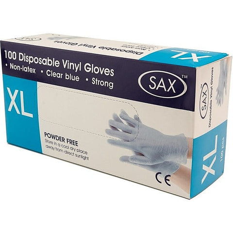 Sax 100 Pack Disposable Vinyl Gloves Blue - Adult Toy Cleaner