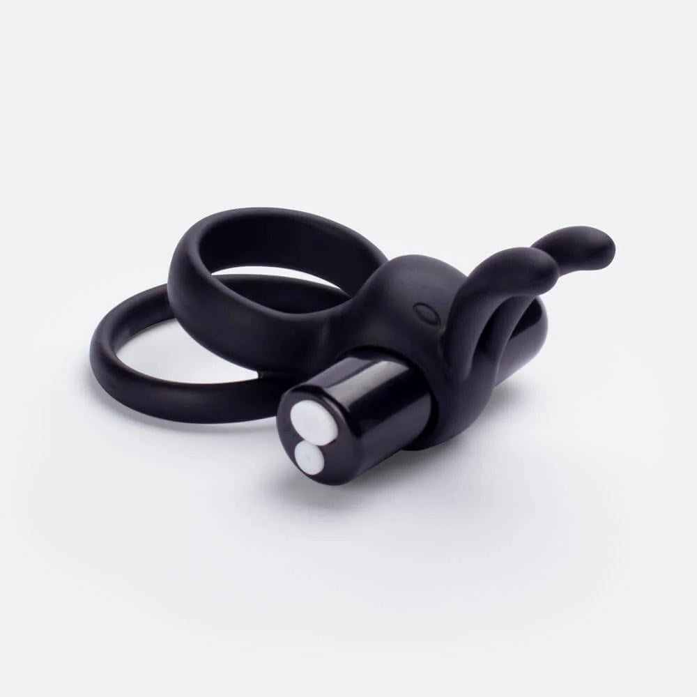 Charged Ohare XL Rabbit Shape 10 Functions Vibrating Cock Ring - Black - Vibrating Cock Rings