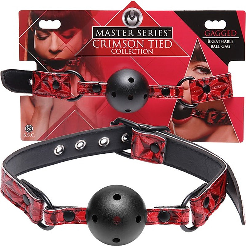 Master Series Tied Breathable Fetish Play Ball Gag - Bondage Gags and Bits