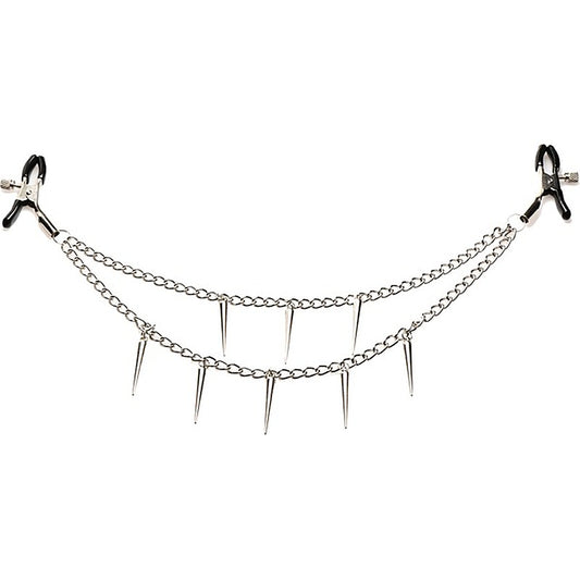 Master Series Daggers Double Chain Fetish Play Nipple Clamps - Nipple and Clit Clamps