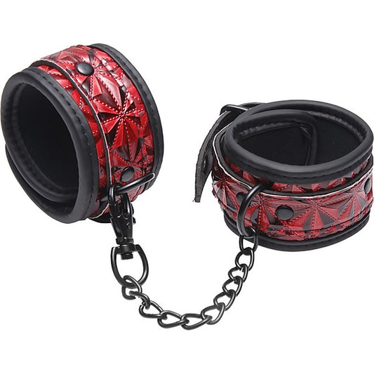 Master Series Crimson Tied Embossed Bondage Ankle Cuffs - Cuffs And Restraints