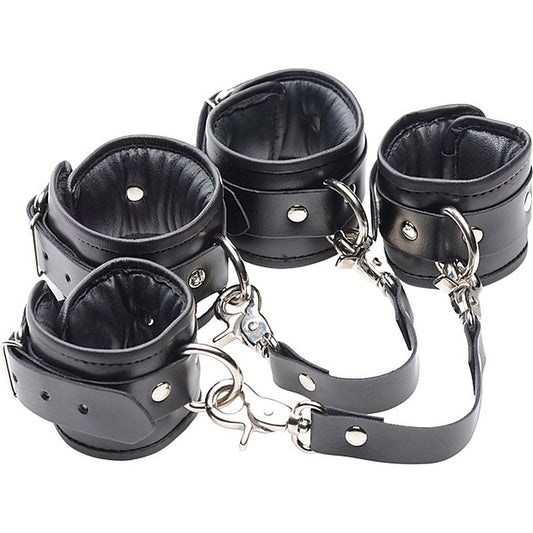 Master Series PU Leather Lined BDSM Play Wrist Cuffs - Cuffs And Restraints