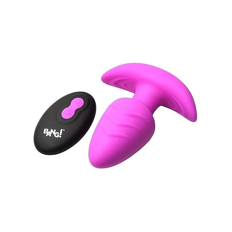 XR Brands Rotating and Vibrating Silicone Butt Plug With Remote Purple - Butt Plugs