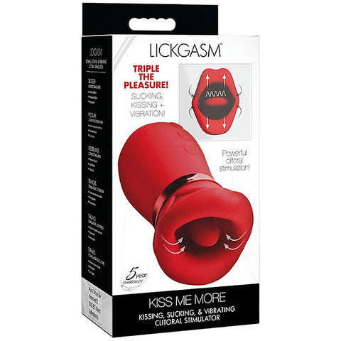 XR Brands Kiss Me More Kissing Sucking & Vibrating Clitoral Stimulator - Clit Ticklers and Pulsators