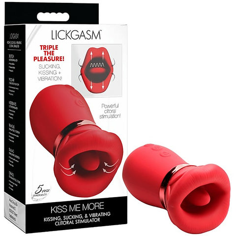XR Brands Kiss Me More Kissing Sucking & Vibrating Clitoral Stimulator - Clit Ticklers and Pulsators