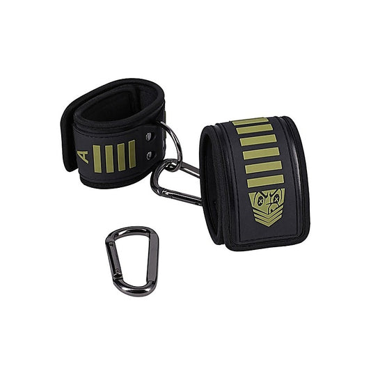 Doc Johnson Fort Troff Tactical BDSM Ankle Cuffs Black/Green - Cuffs And Restraints