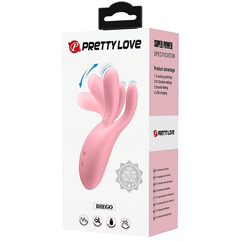 Pretty Love Diego Rechargeable 10 Function G Spot Vibrator Pink - G-Spot Vibrators