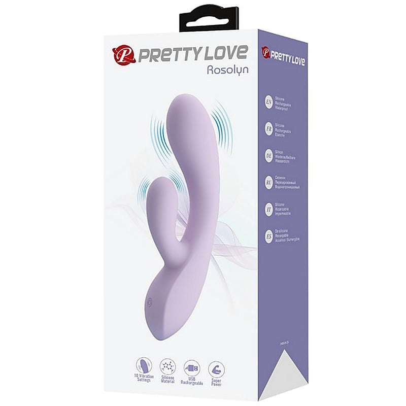Pretty Love Rosolyn 10 Function Rechargeable Rabbit Vibrator Purple - Rabbit Vibrators