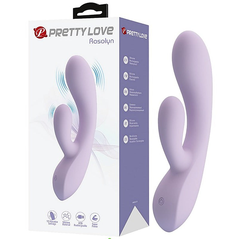 Pretty Love Rosolyn 10 Function Rechargeable Rabbit Vibrator Purple - Rabbit Vibrators