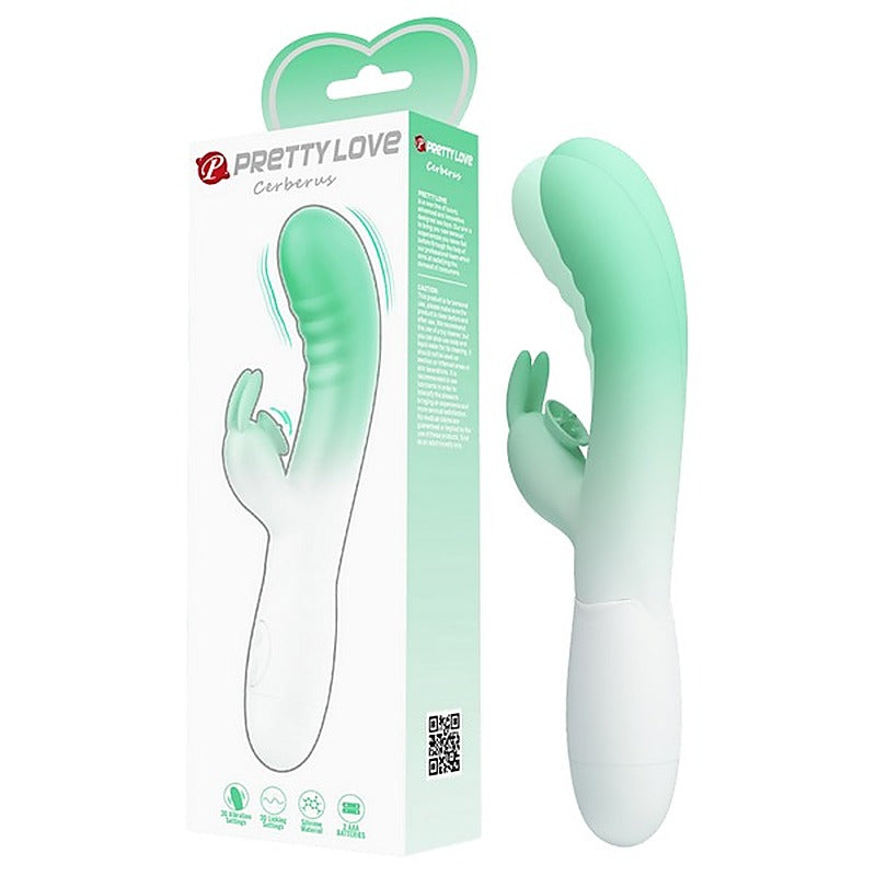 Pretty Love Cerberus 30 Function Vibrating Rabbit Massager Seafoam / White - Rabbit Vibrators