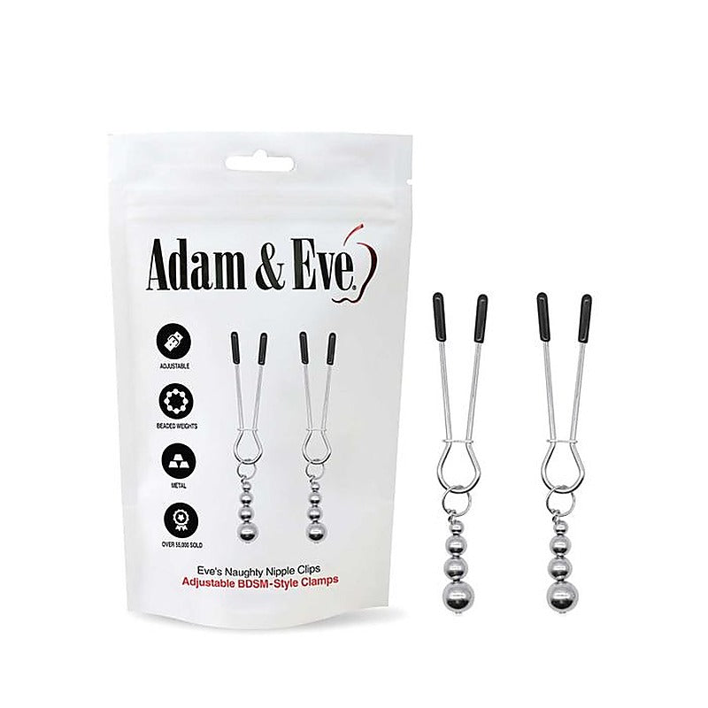 2 Piece Naughty Nipple Clips Set By Adam & Eve - Nipple and Clit Clamps