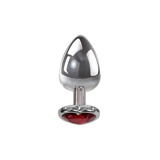 Metallic Gen Butt Plug With Heart Gem Base By Adam & Eve - Butt Plugs