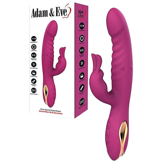 Adam and Eve ROSE GOLD G-SPOT RABBIT Vibrator with Flicking Tip Purple - Rabbit Vibrators