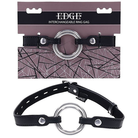 Sportsheets EDGE Interchangeable BDSM Play Mouth Gag Ring Black - Bondage Gags and Bits