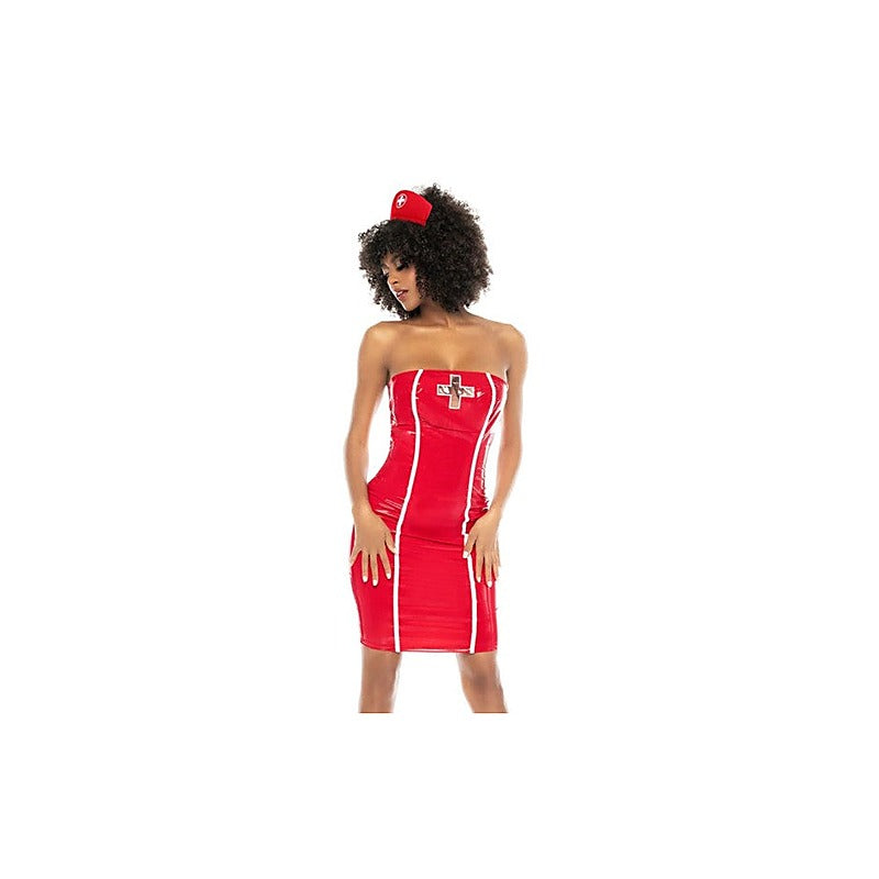 Halloween Party Nurse Costume Vinyl Red By Mapale - Fancy Dress Ups