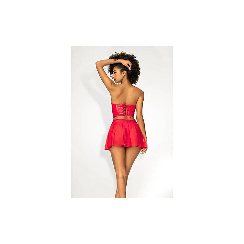 2 In 1 Vinyl Bustier And Thong Set By Mapale - Bustiers and Corsets