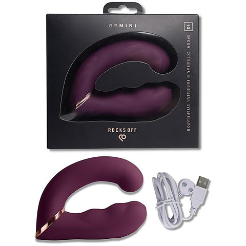 Rocks Off Gemini USB Rechargeable G Spot Vibrator Burgundy - G-Spot Vibrators