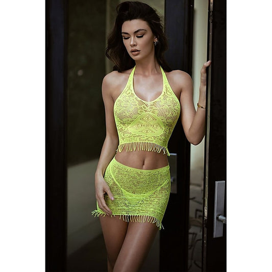 Killer Legs 3 Piece Eyelash Lace Set By Yelete - Bras and Bra Sets