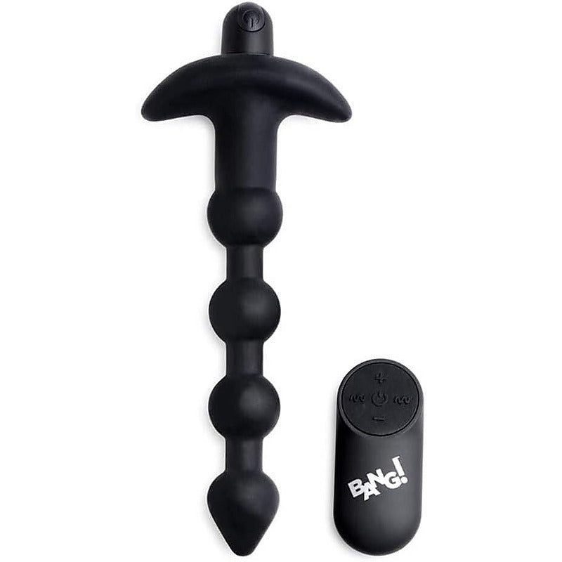 XR Brands Bang Remote Control Vibrating Anal Beads Black - Anal Beads and Balls