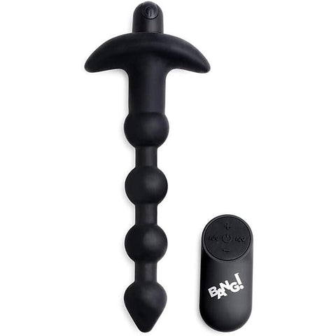 XR Brands Bang Remote Control Vibrating Anal Beads Black - Anal Beads and Balls