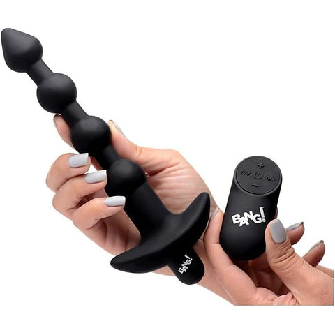 XR Brands Bang Remote Control Vibrating Anal Beads Black - Anal Beads and Balls