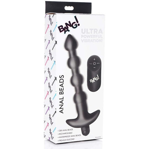 XR Brands Bang Remote Control Vibrating Anal Beads Black - Anal Beads and Balls
