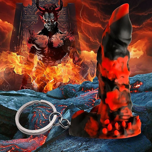 Fire Demon Fantasy Dildo Keyring By Xr Brands - Party Gifts and Novelties
