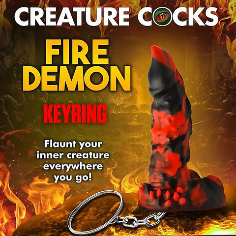Fire Demon Fantasy Dildo Keyring By Xr Brands - Party Gifts and Novelties