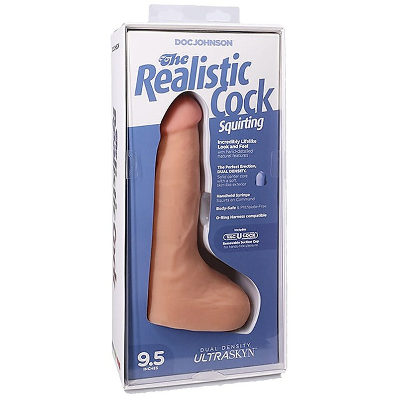 9.5 Inch Ultraskyn Squirting Cock With Balls By Doc Johnson - Realistic Dildos