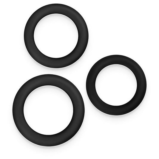 Renegade 3 Piece Slim Stretchy Cock Rings Black - Cock Ring Sets