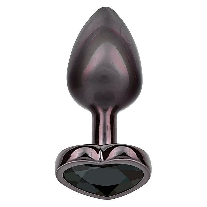 Jewel Black Diamond Heart Shape Anal Plug - Butt Plugs