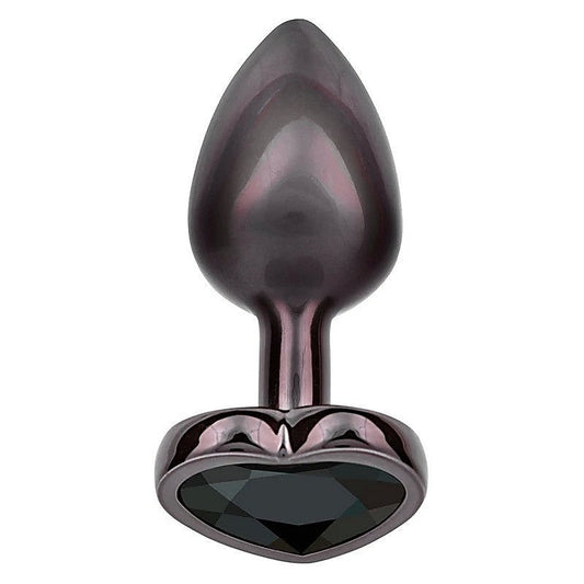 Jewel Black Diamond Heart Shape Anal Plug - Butt Plugs