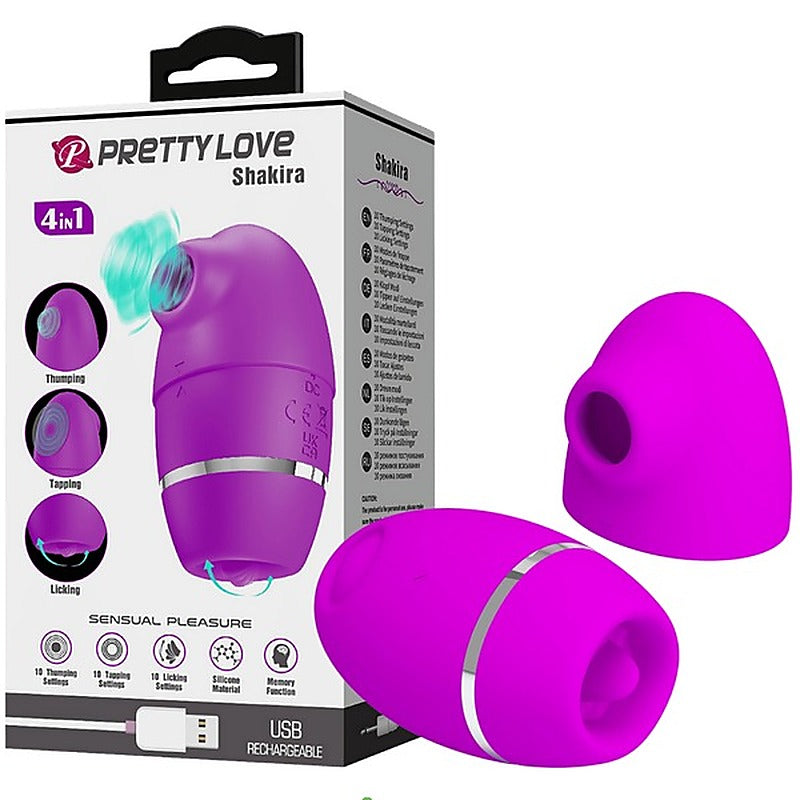 Pretty Love 4 in1 Thumping Shakira Clitoral Vibrator Purple - Clit Ticklers and Pulsators