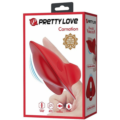 Pretty Love Carnation Rechargeable Finger Vibrator Red - Finger and Tongue Vibrators