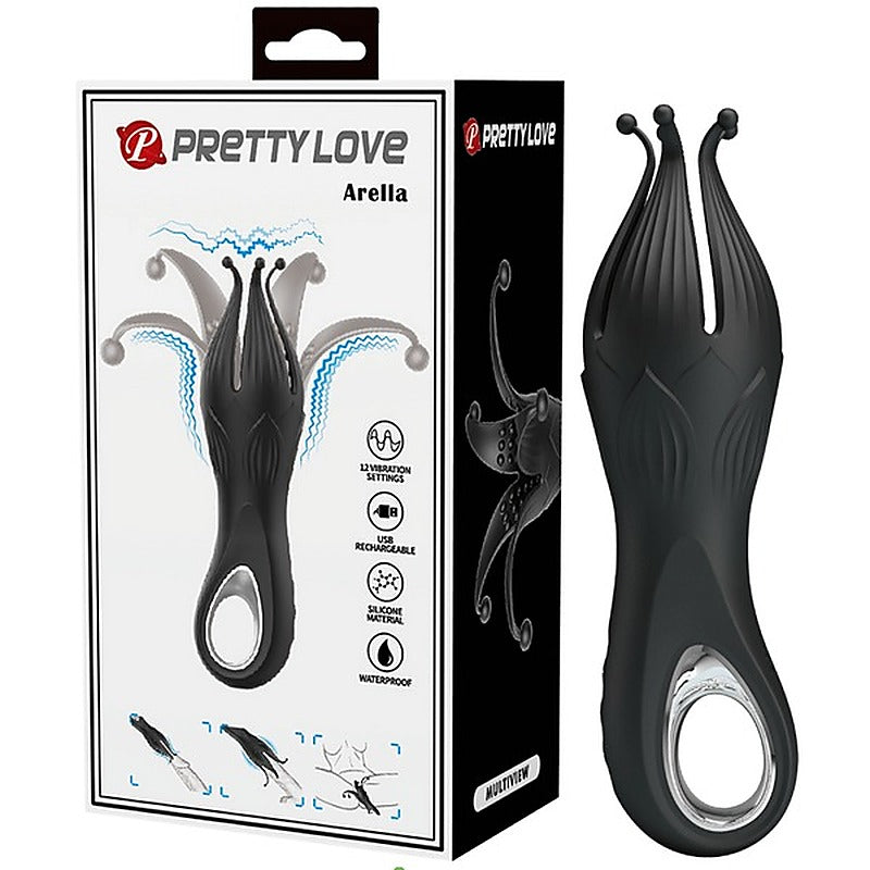 Pretty Love Arella Rechargeable Clitoral Massager Black - Clit Ticklers and Pulsators