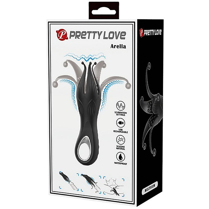 Pretty Love Arella Rechargeable Clitoral Massager Black - Clit Ticklers and Pulsators