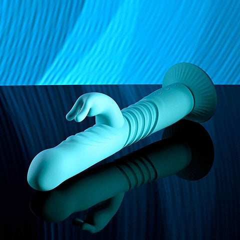 Evolved BUNNY HOP Thrusting Rabbit Vibrator Teal - Rabbit Vibrators