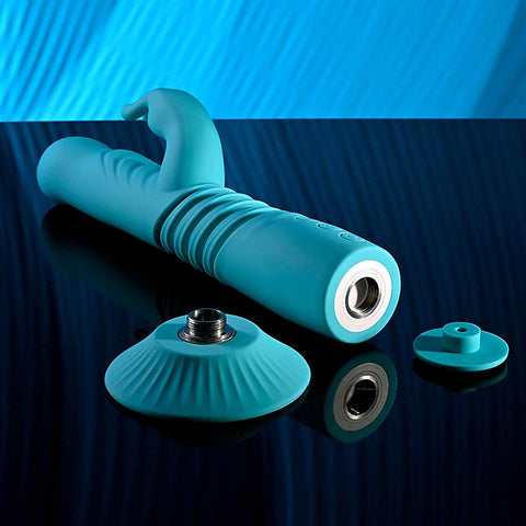 Evolved BUNNY HOP Thrusting Rabbit Vibrator Teal - Rabbit Vibrators