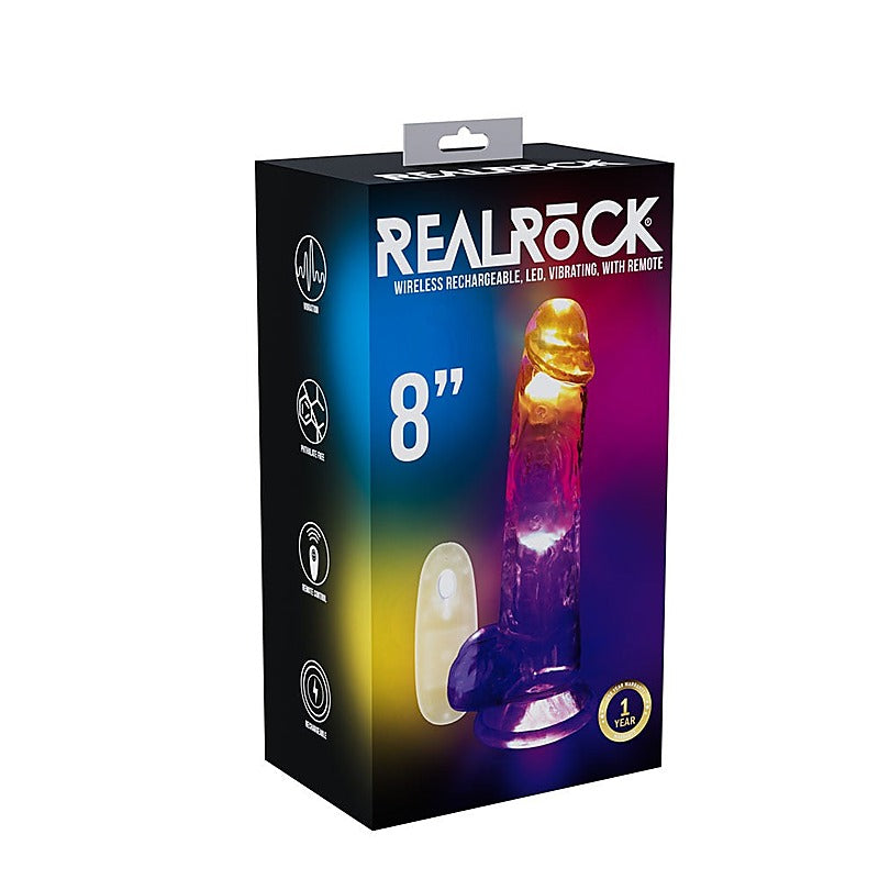 Realrock Rechargeable Led Vibrating Dong With Balls - Vibrating Dildos