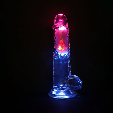 Realrock Rechargeable Led Vibrating Dong With Balls - Vibrating Dildos